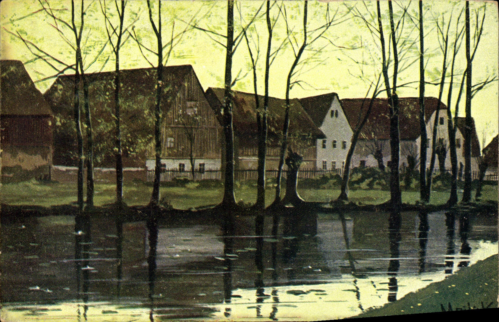 VINTAGE POSTCARD Illustrator Mailirck Houses