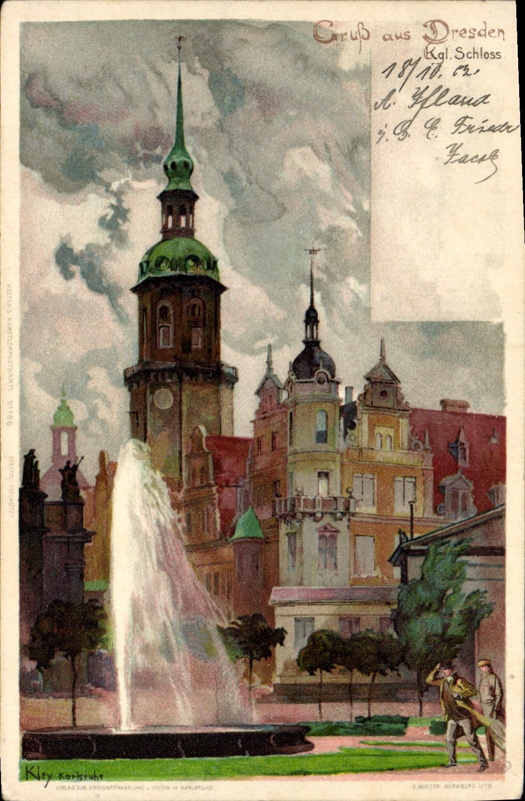 CPA Illustrateur Gruss aus Dresden Schloss 