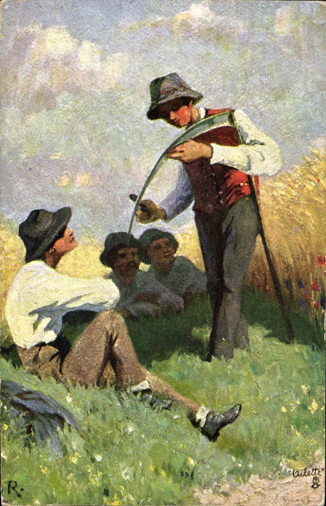 CPA Illustrateur Pilette Paysans dans les champs Folklore