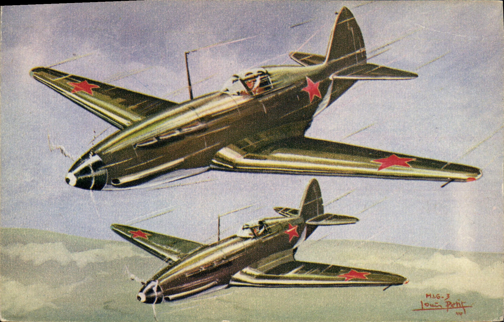 Aviación del plano de la POSTAL de la VENDIMIA el cazador 3 del MIG de la URSS Rusia