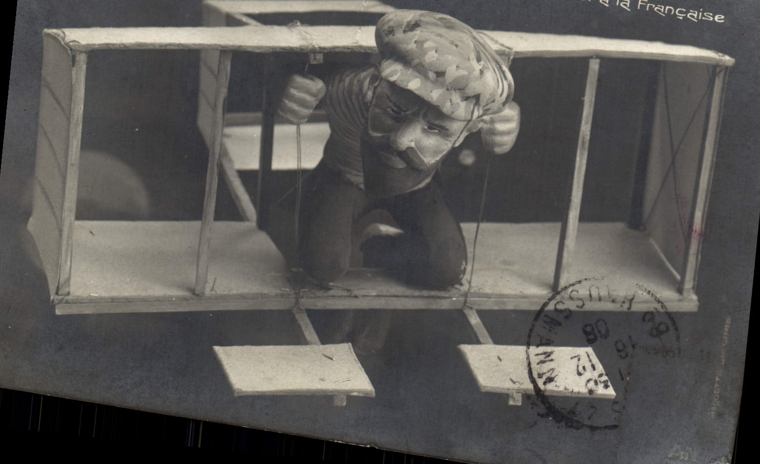 VINTAGE POSTCARD Avion Aviation Caricatures Farman a flight with the Frenchwoman