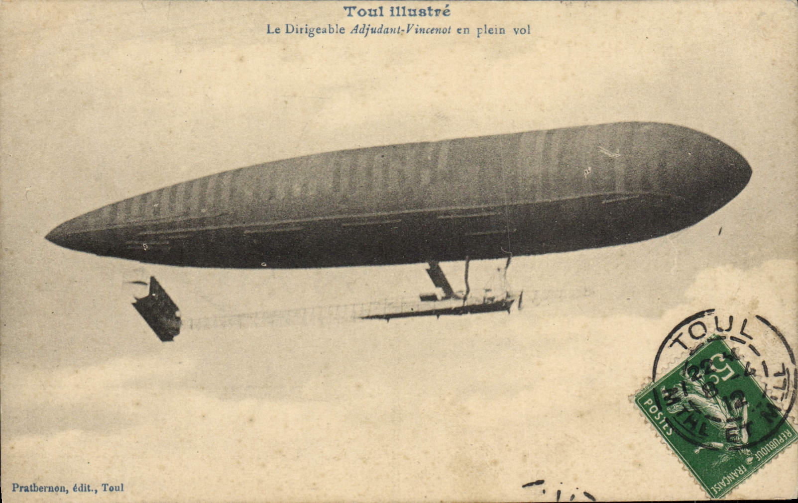 CPA Avion Aviation Dirigeable Zeppelin Le dirigeable adjudant Vincenot en plein vol