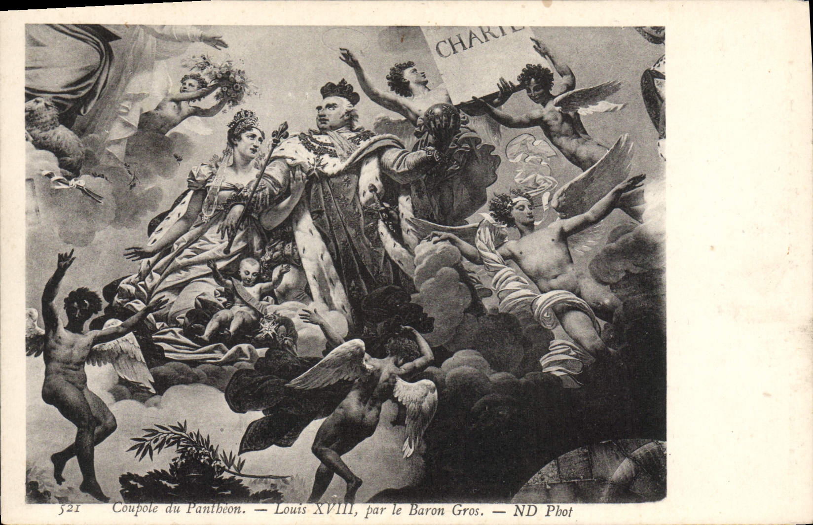 VINTAGE POSTCARD Cupola of the Pantheon Louis XVIII by the Baron Gros