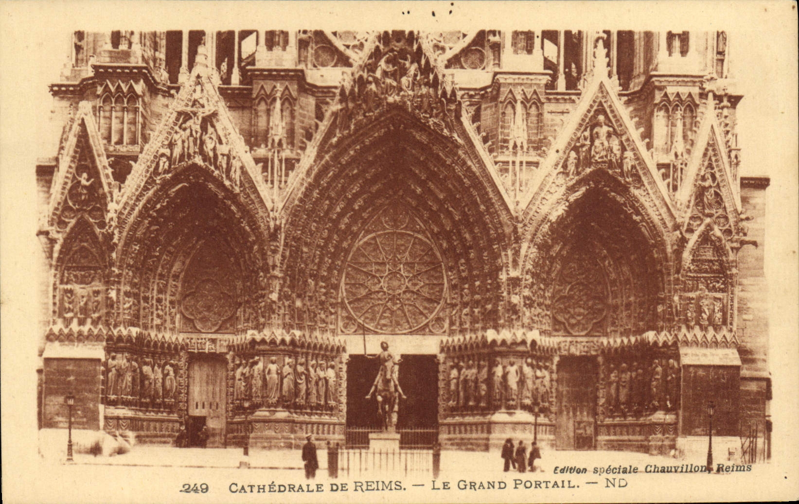 Catedral de la POSTAL de la VENDIMIA de Reims la puerta grande