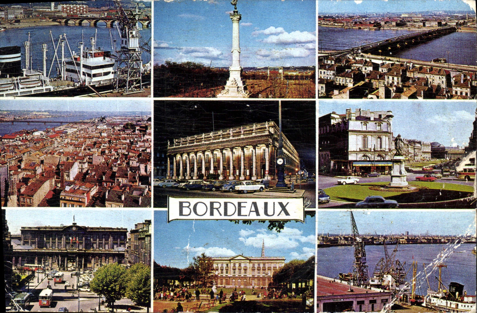 POSTAL MODERNA Burdeos el puente de piedra el monumento de Gironda el puerto el lugar de Tourny