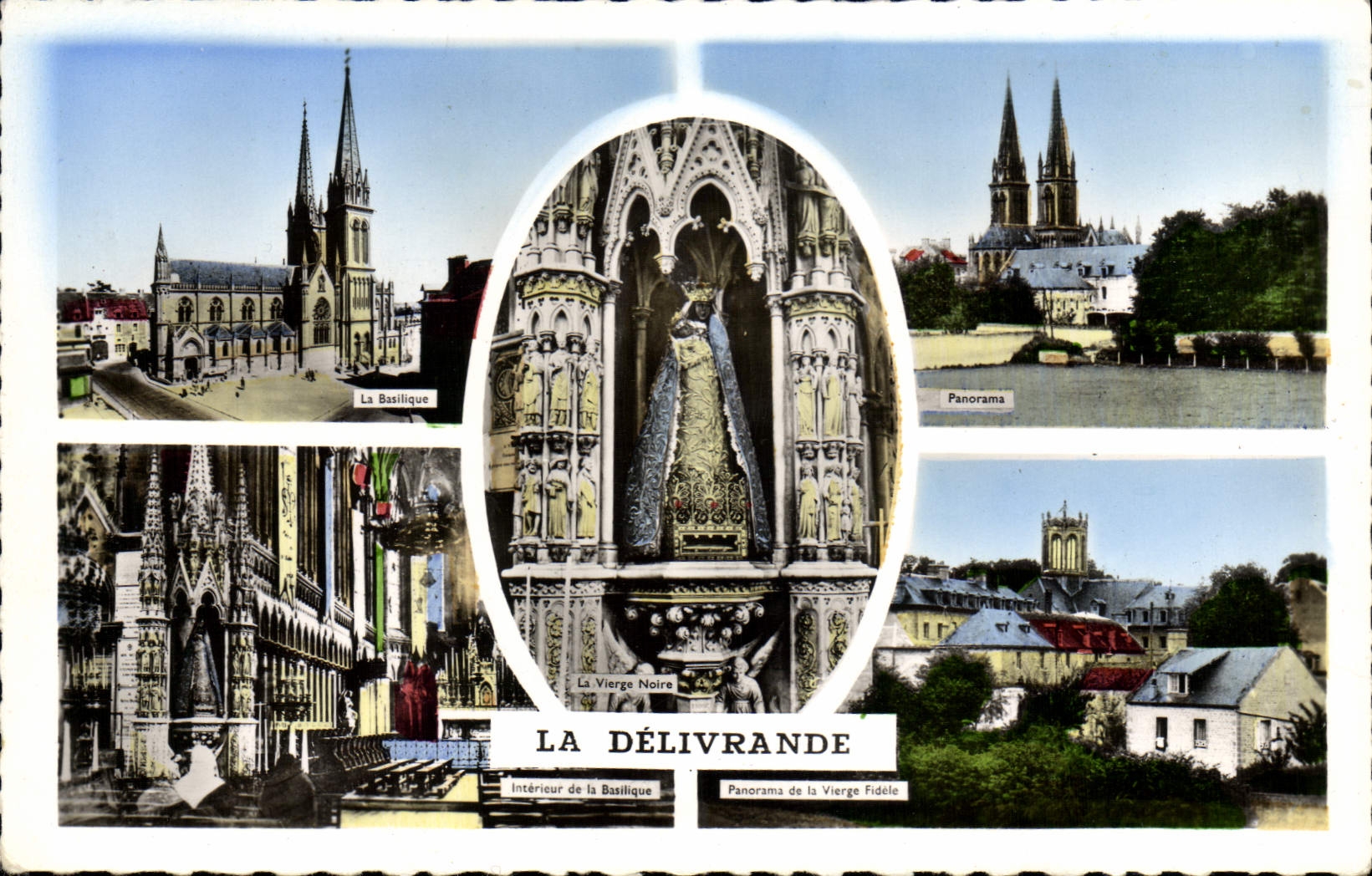 MODERN CARD Delivrande the basilica Interior Panorama of the basilica Panorama of the faithful Virgin