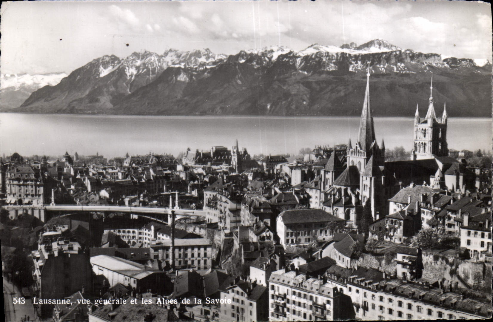 MODERN CARD Lausanne View and the Alps of Savoy