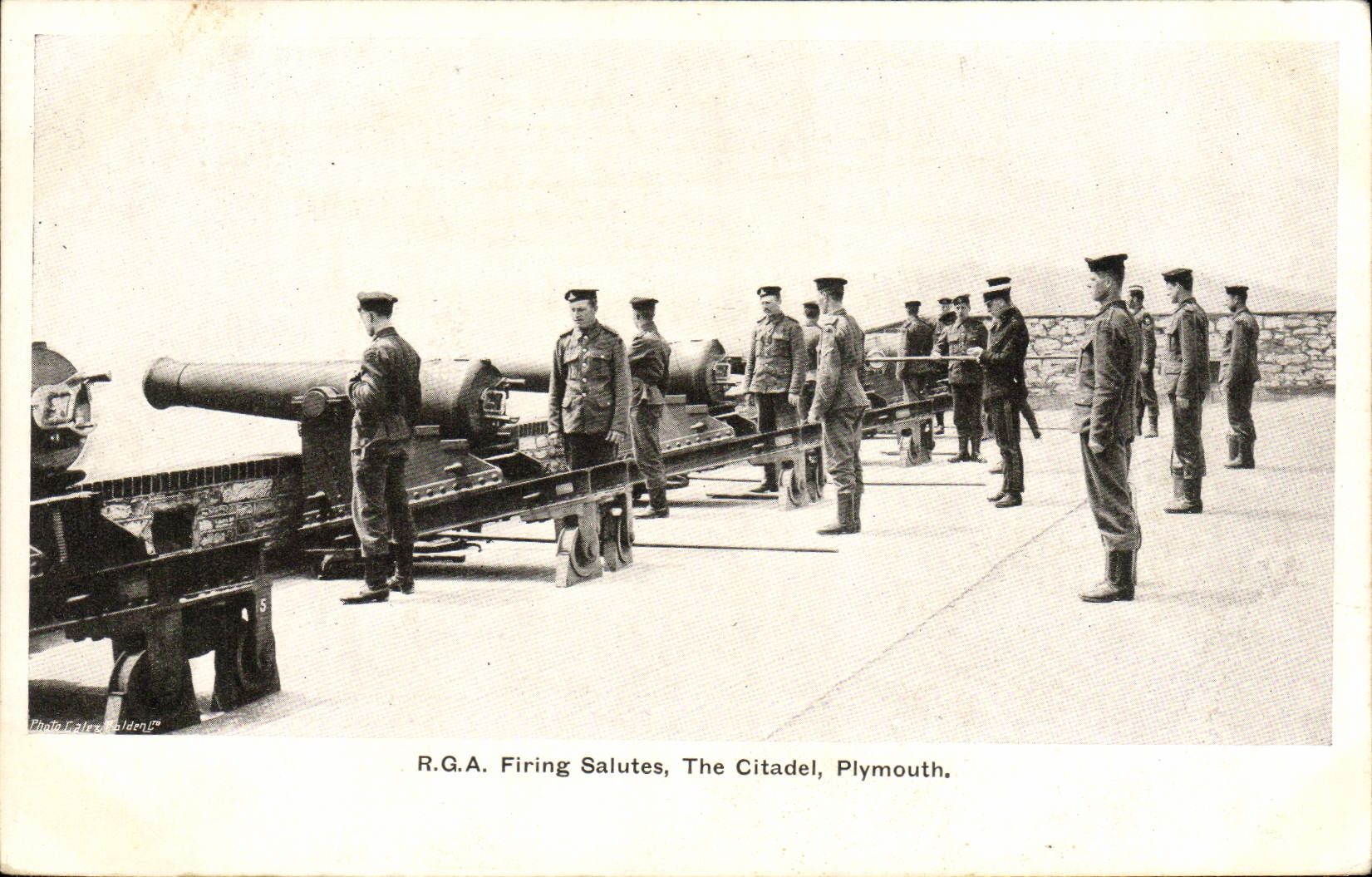 VINTAGE POSTCARD Warship RGA Firing salutes The citadel Plymouth