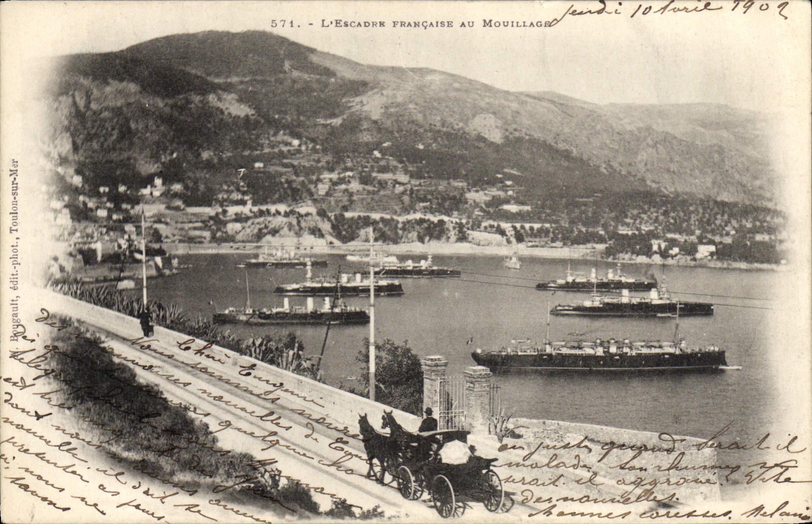 VINTAGE POSTCARD Warship the French squadron to Toulon damping