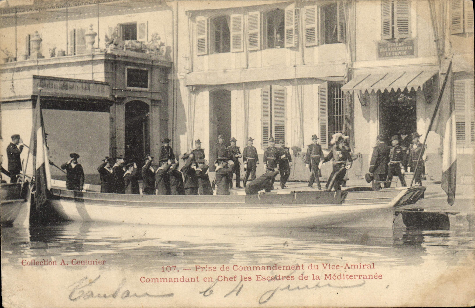 CPA Bateau de guerre Prise de commandement du Vice Amiral Commandant en chef les escadres de Mediterranee