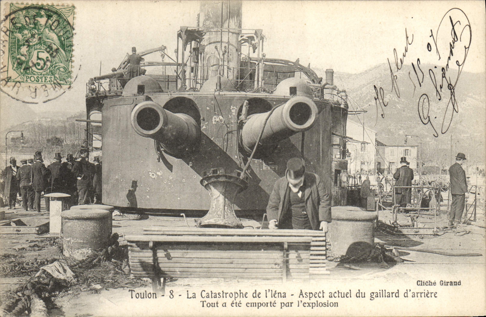 CPA Bateau de guerre Toulon Catastrophe du Iena Aspect actuel du gaillard d'arriere 
