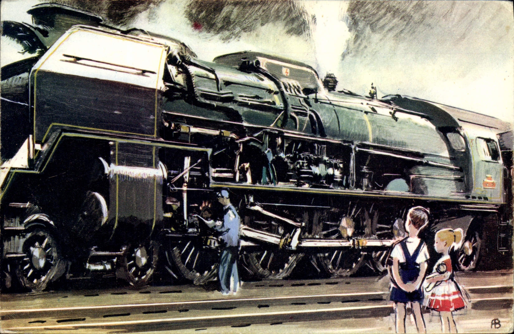 Motor estándar 241 P del tren de la POSTAL de la VENDIMIA de la SNCF