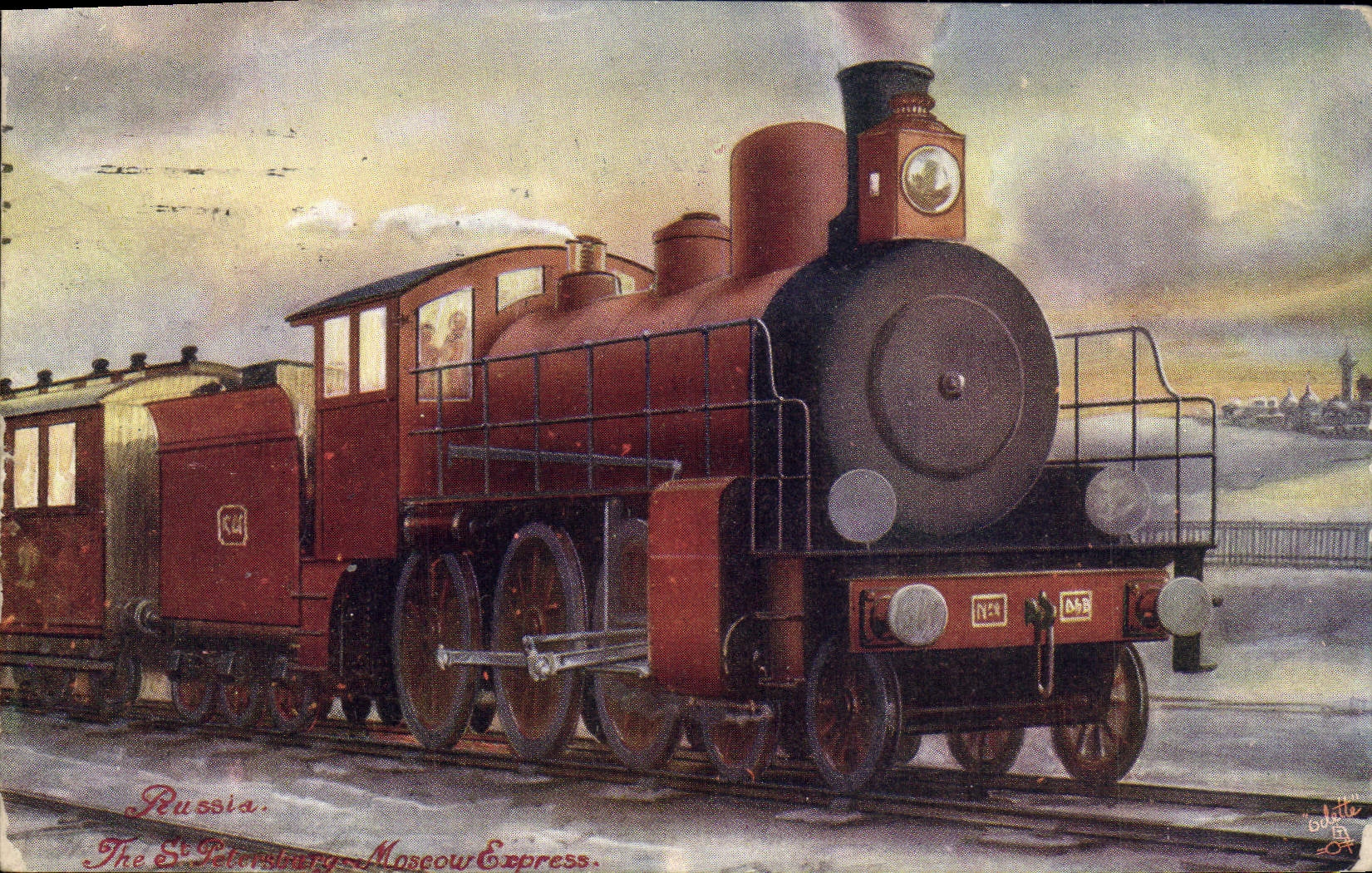 CPA Train Locomotive The St Petersburg Moscow Express Russie Russia 
