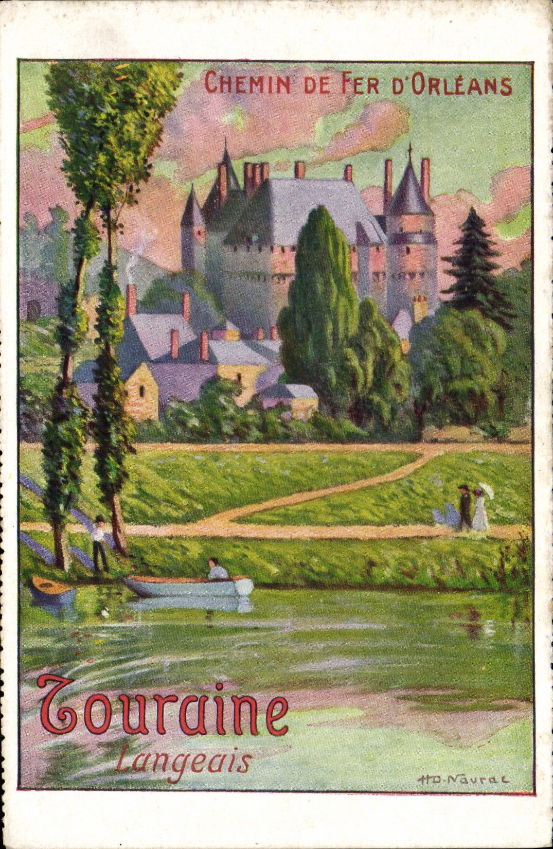 VINTAGE POSTCARD Train Railroad of Orleans Touraine Langeais