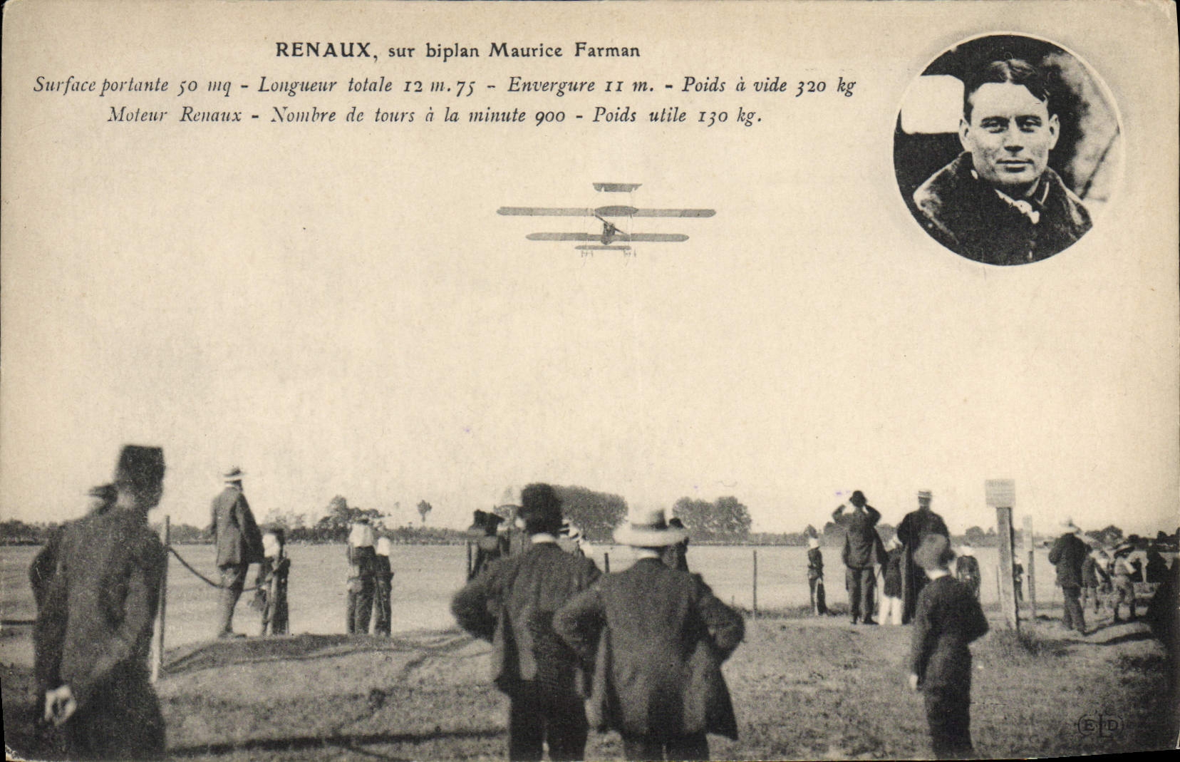 CPA Avion Aviation Renaux sur biplan Maurice Farman 