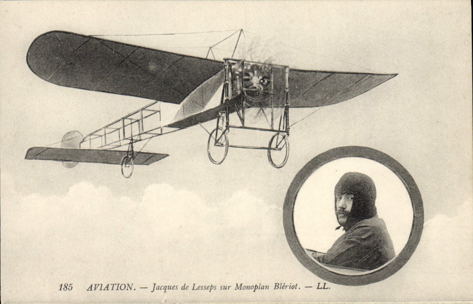 CPA Avion Aviation Jacques de Lesseps sur monoplan Bleriot