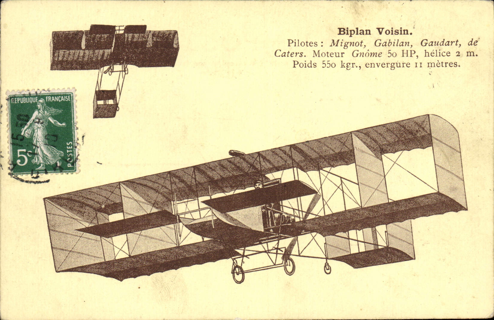CPA Avion Aviation Biplan Voisin Mignot Gabilan Gaudart