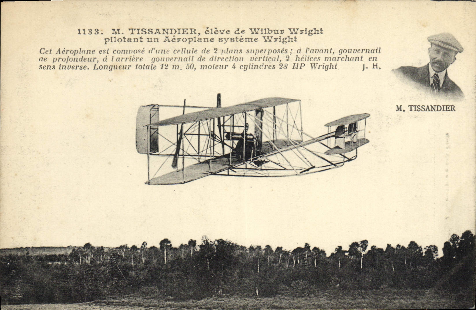 CPA Avion Aviation Tissandier eleve de Wilbur Wright pilotant un aeroplane systeme Wright 