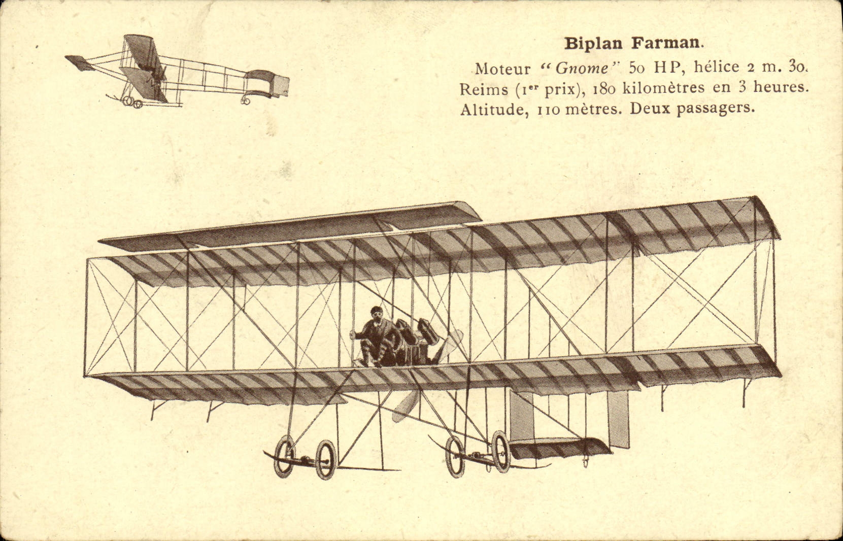 CPA Avion Aviation Biplan Farman Gnome