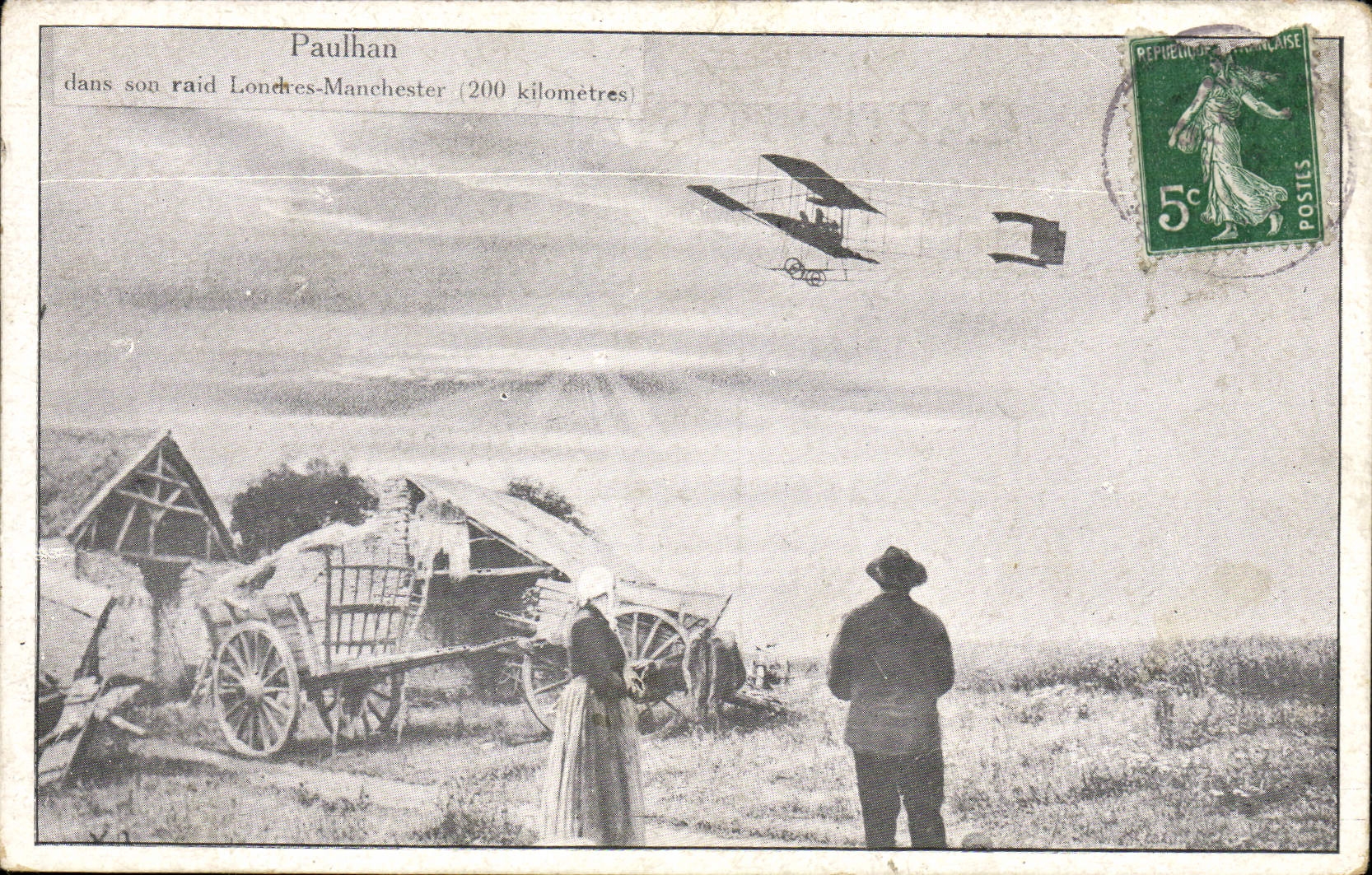 CPA Avion Aviation Paulhan dans son raid Londres Manchester