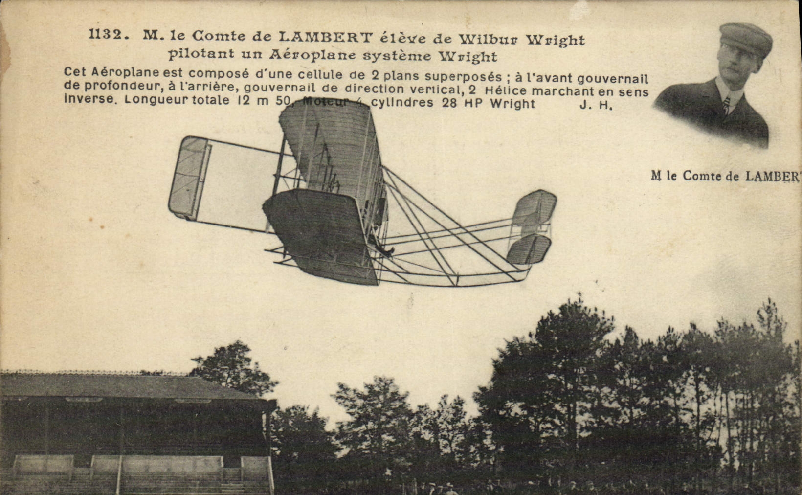 CPA Avion Aviation M le Comte de Lambert eleve de Wilbur Wright 