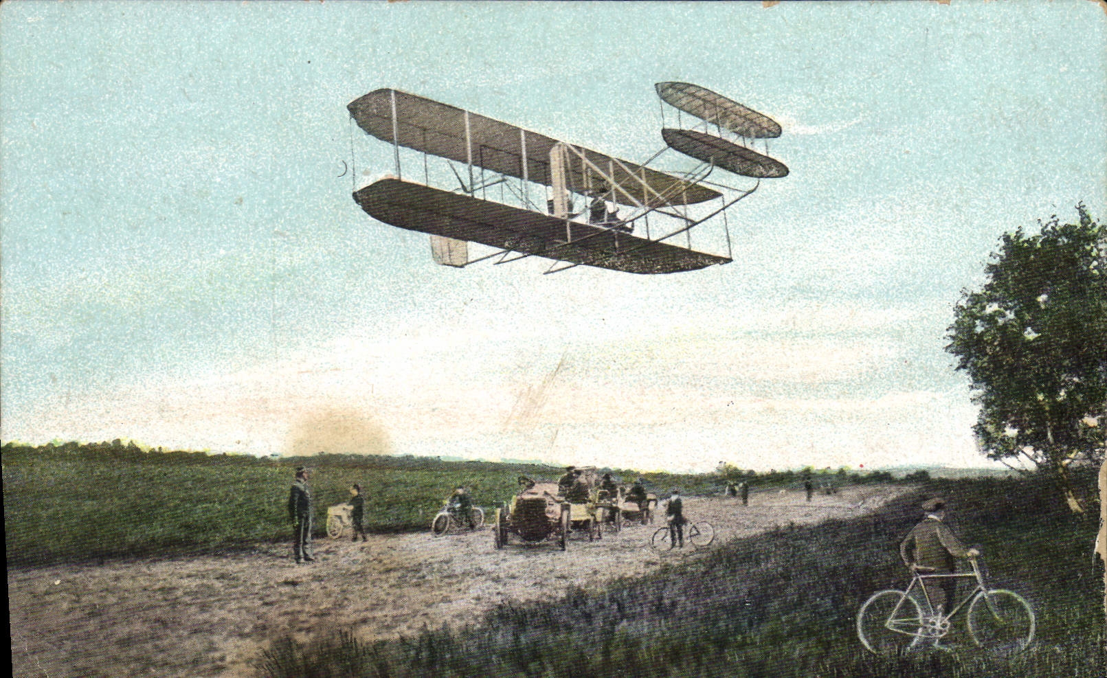 CPA Avion Aviation Aeroplane Wilbur Wright Un virage Velo Cycle