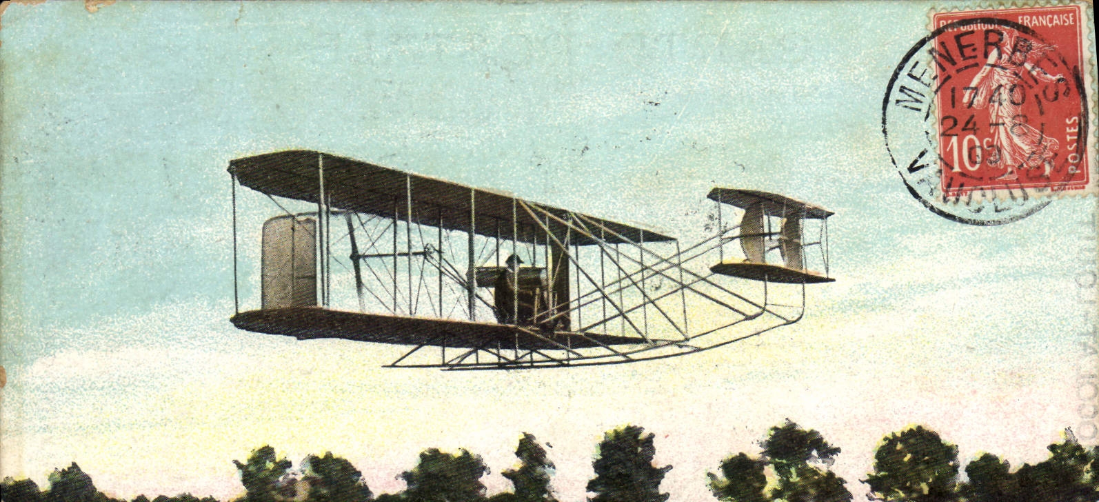 CPA Avion Aviation Aeroplane Wilbur Wright Une sortie au camp d'Auvours 
