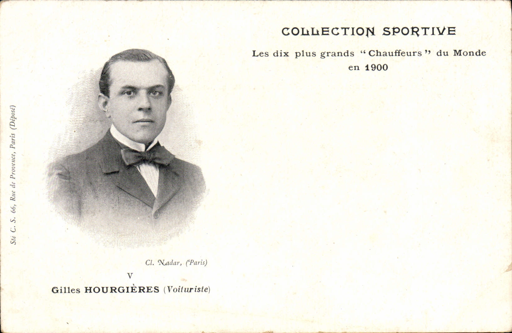 VINTAGE POSTCARD Automobile Sporting Collection Driver Gilles Hourgieres Voituriste