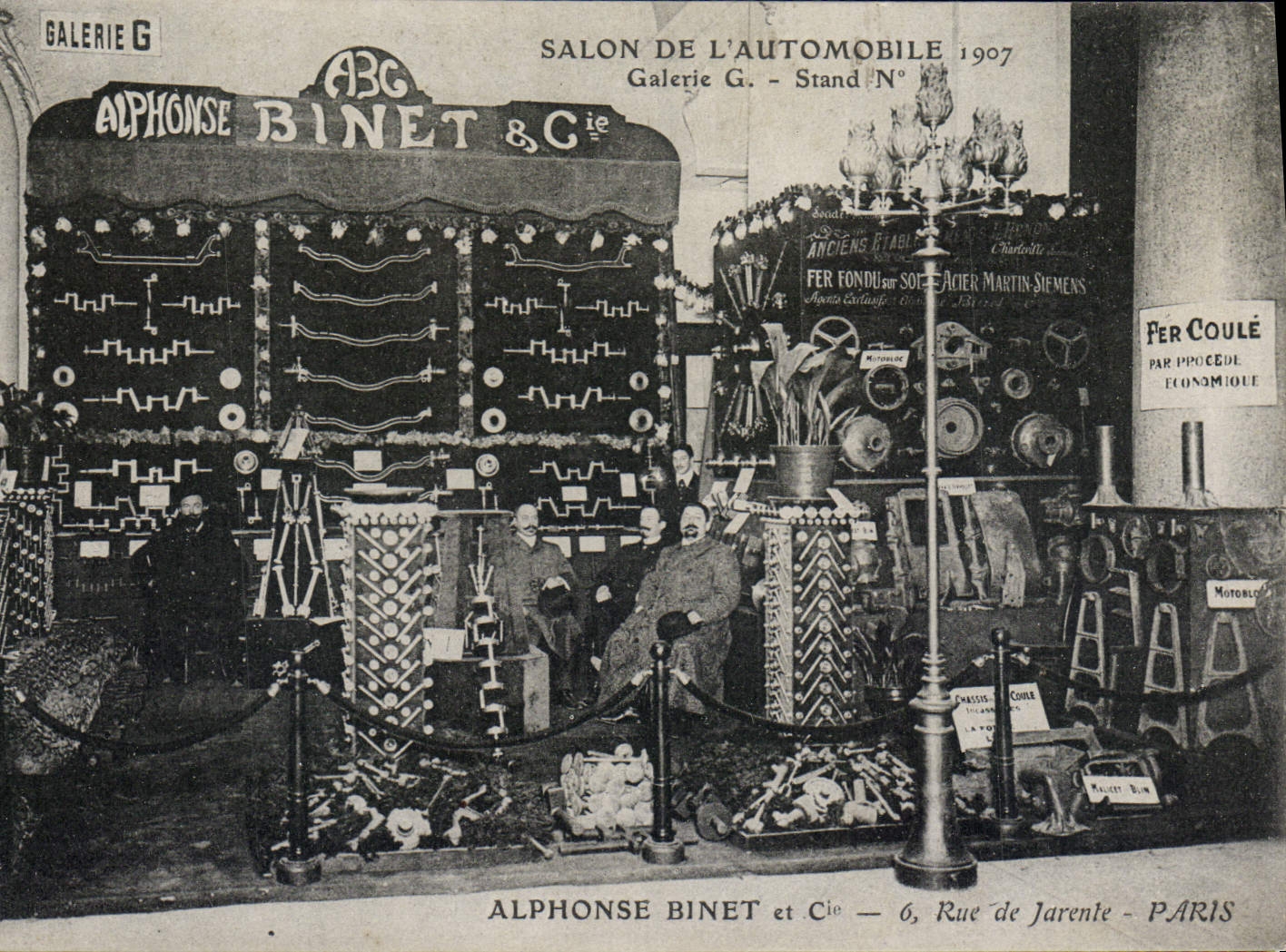 VINTAGE POSTCARD Automobile Motor-show 1907 Gallery G Alphonse Binet Street of Jarente Paris