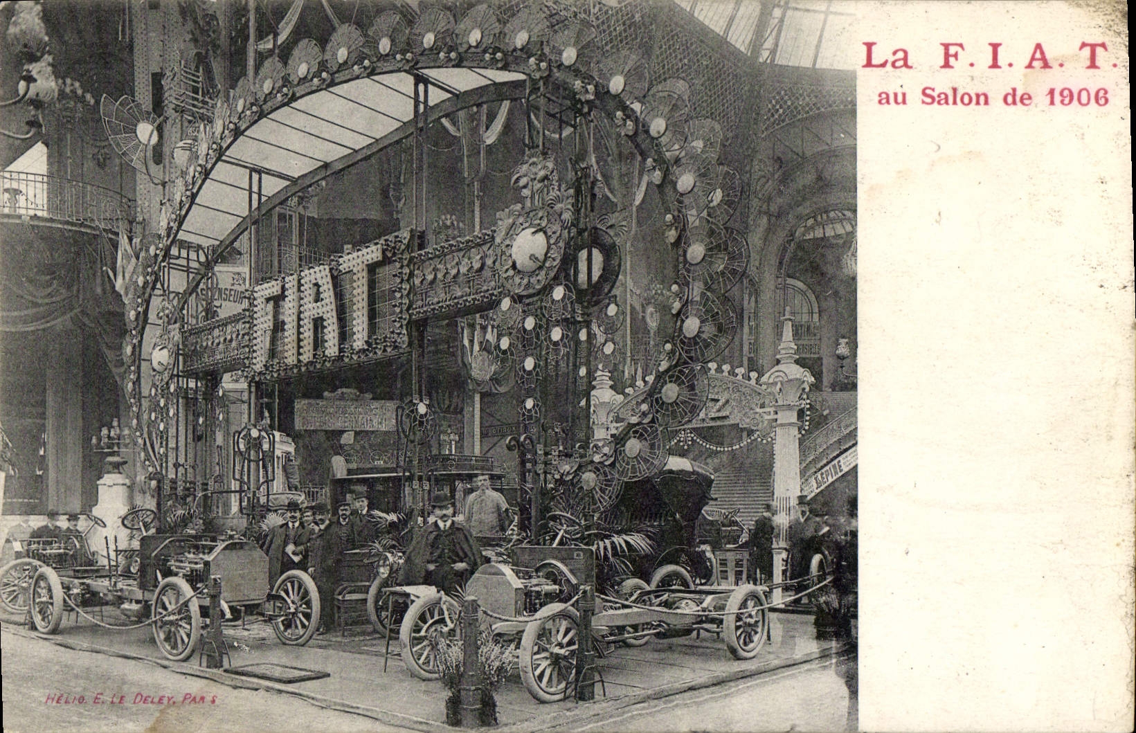 VINTAGE POSTCARD Automobile the FIAT with the living room of 1906 Motor-show