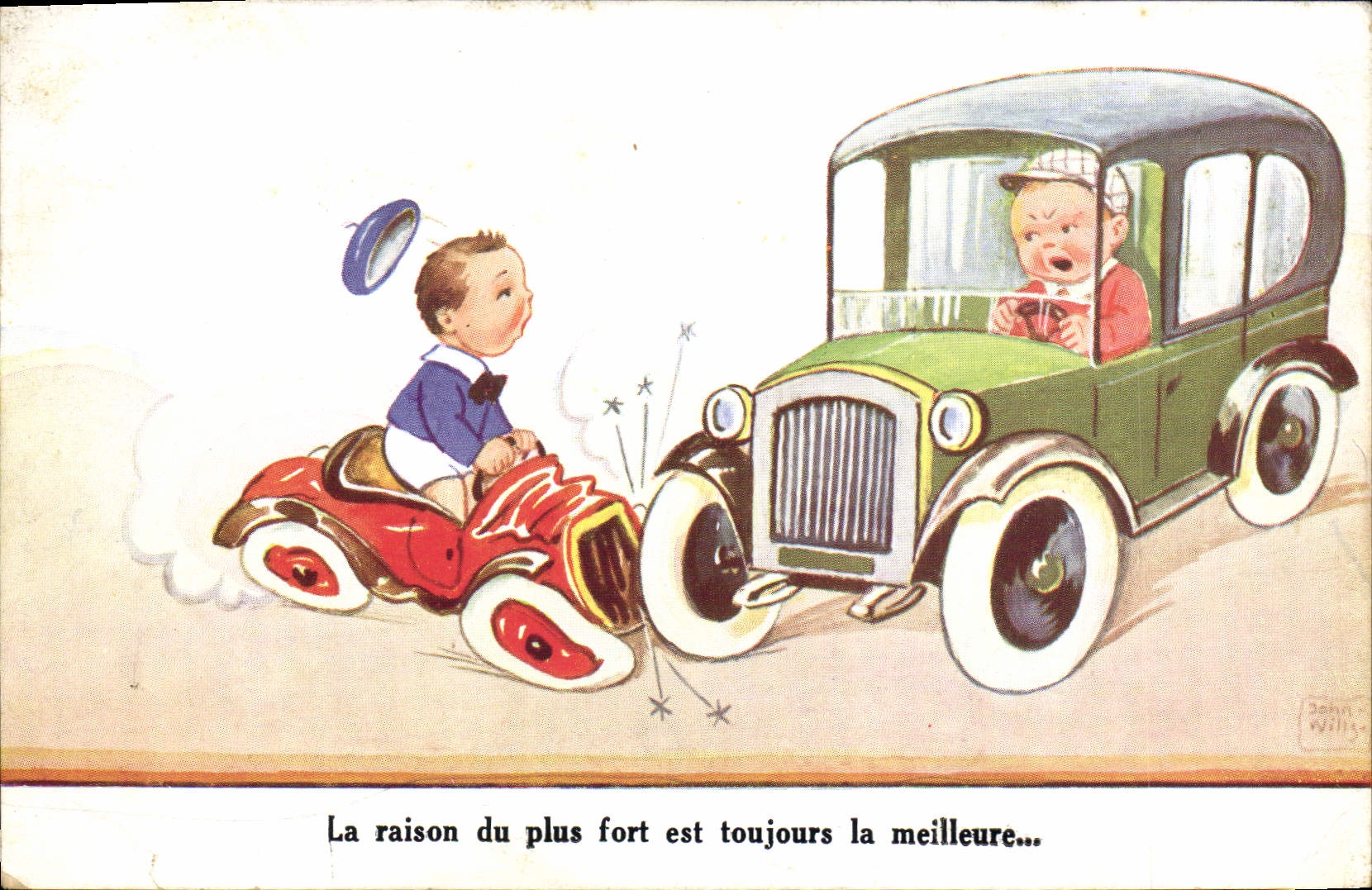 VINTAGE POSTCARD Automobile Fantasy Children Illustrator John Willis