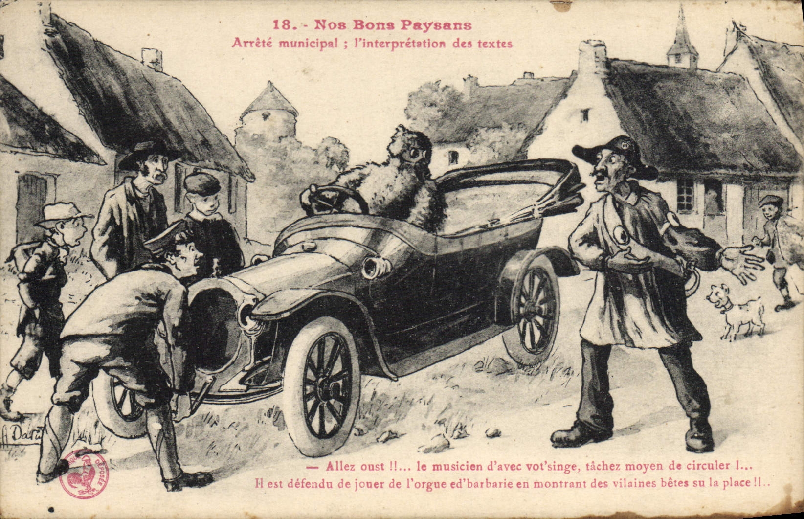 CPA Fantaisie Automobile Nos bons paysans Arrete municipal L'interpretation des textes