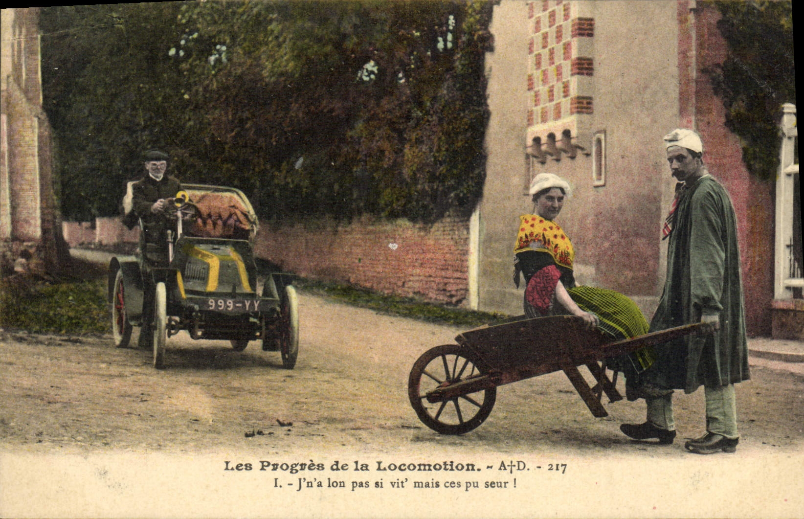 CPA Fantaisie Automobile Les progres de la locomotion Folklore