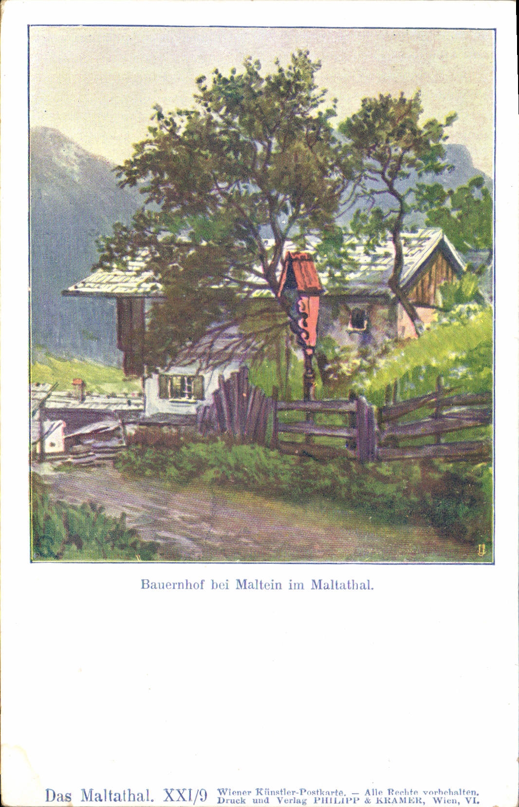 CPA Illustrateur Bauernhof bei Maltein im Maltahal