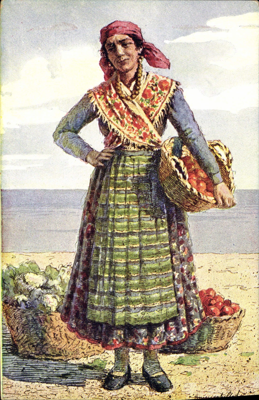 VINTAGE POSTCARD Illustrator Meneghello Dincic Narodna nosnja U Dalmaciji Yugoslavia