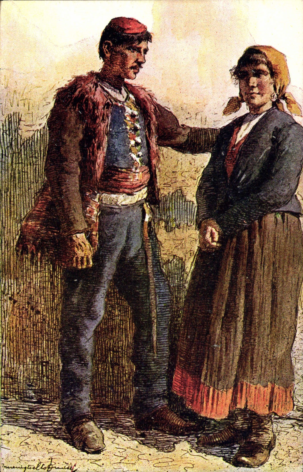 CPA Illustrateur Meneghello Dincic Narodna nosnja u Dalmaciji Yougoslavie