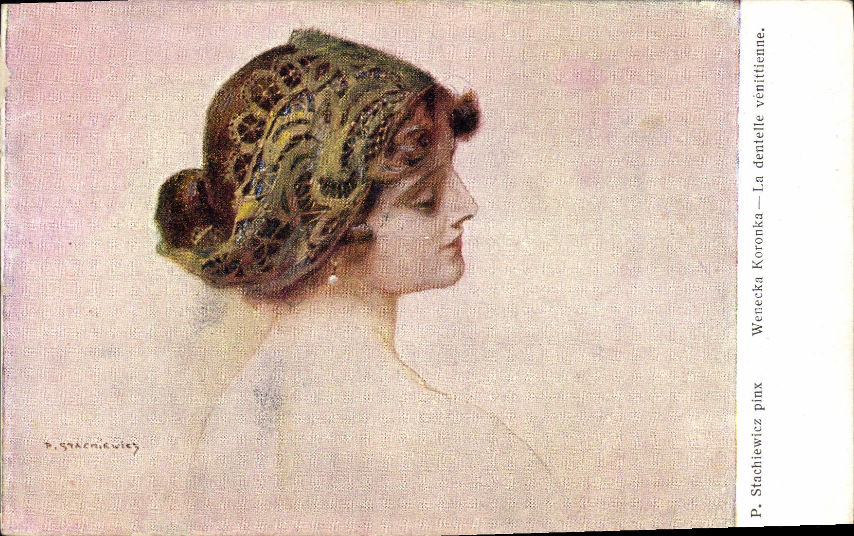 CPA Illustrateur Stachiewicz Wenecka Koronka La dentelle venittienne 