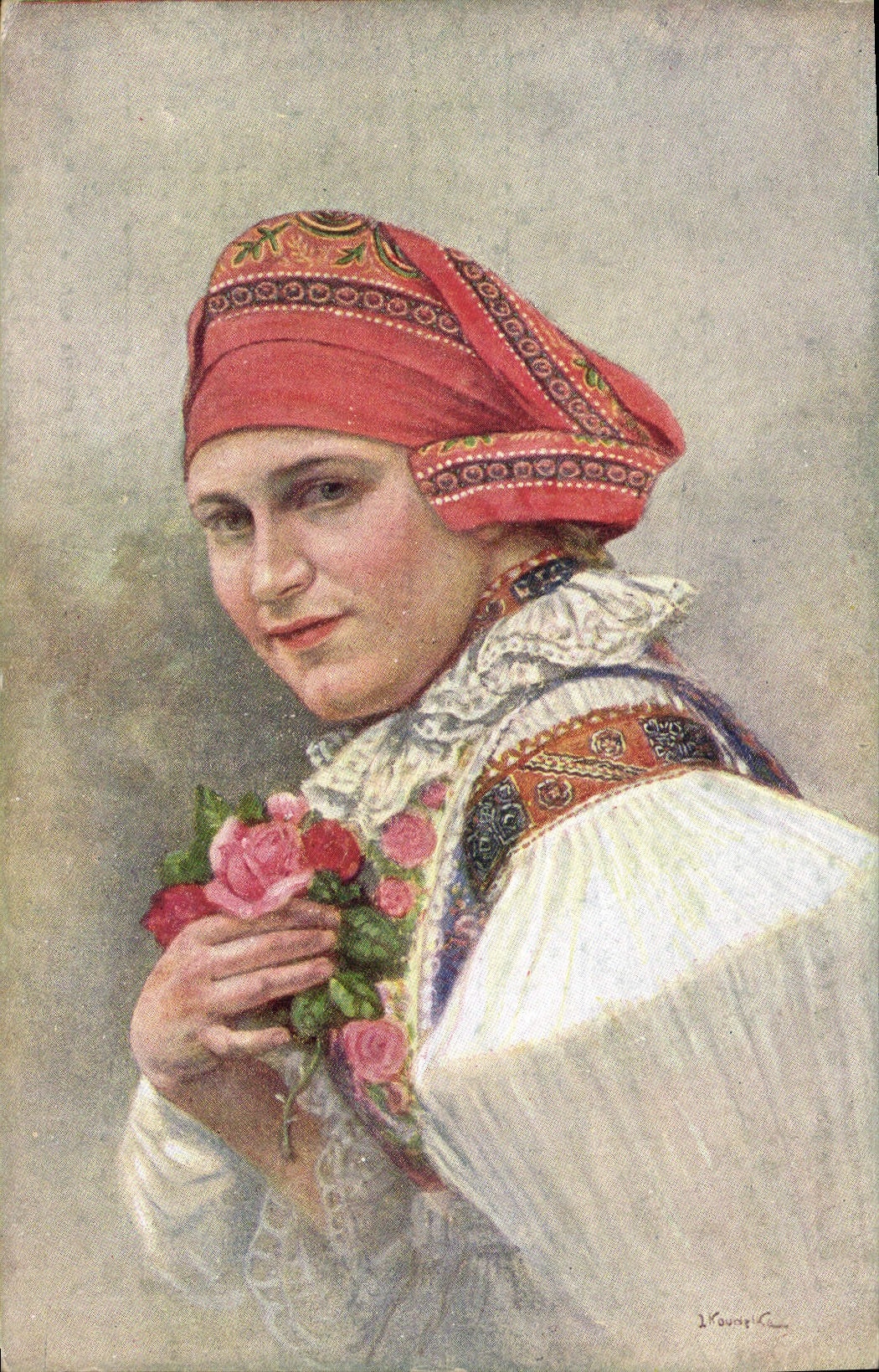 CPA Illustrateur Koudelka Divka z Ostrohu Folklore 