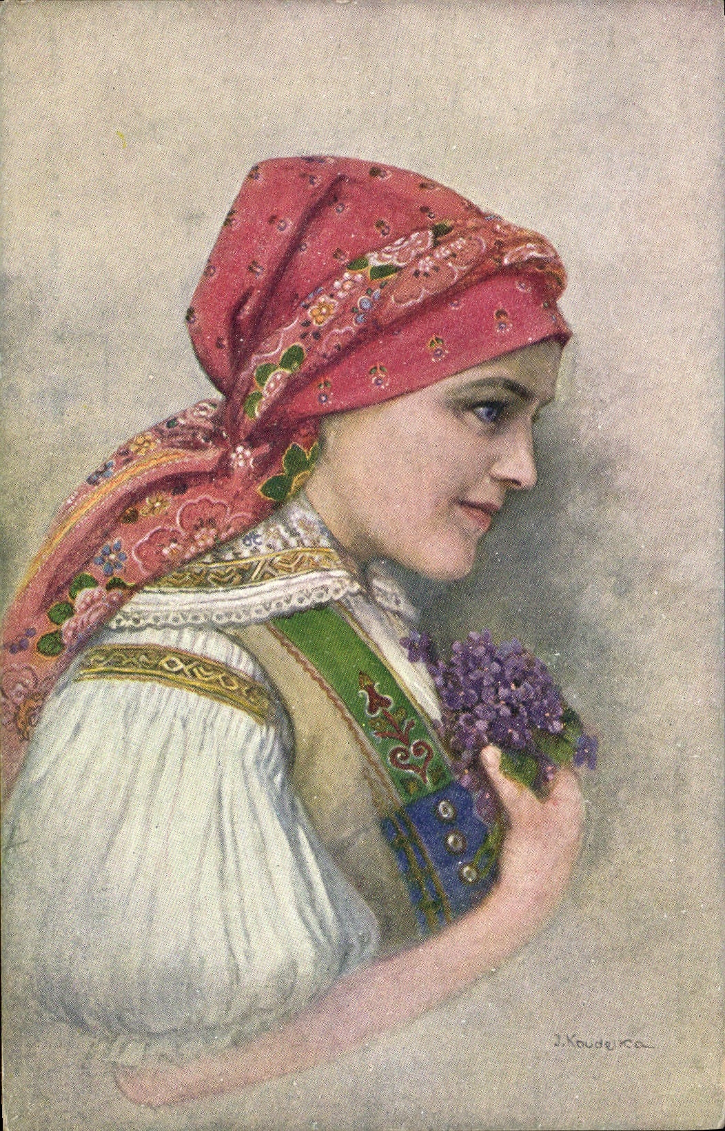 CPA Illustrateur Koudelka Devce z Velke Folklore