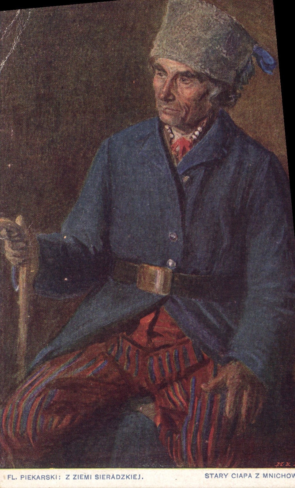 CPA Illustrateur Fl Piekarski Z Ziemi Sieradzkiej Stary Ciapa Z Mnichowa Folklore
