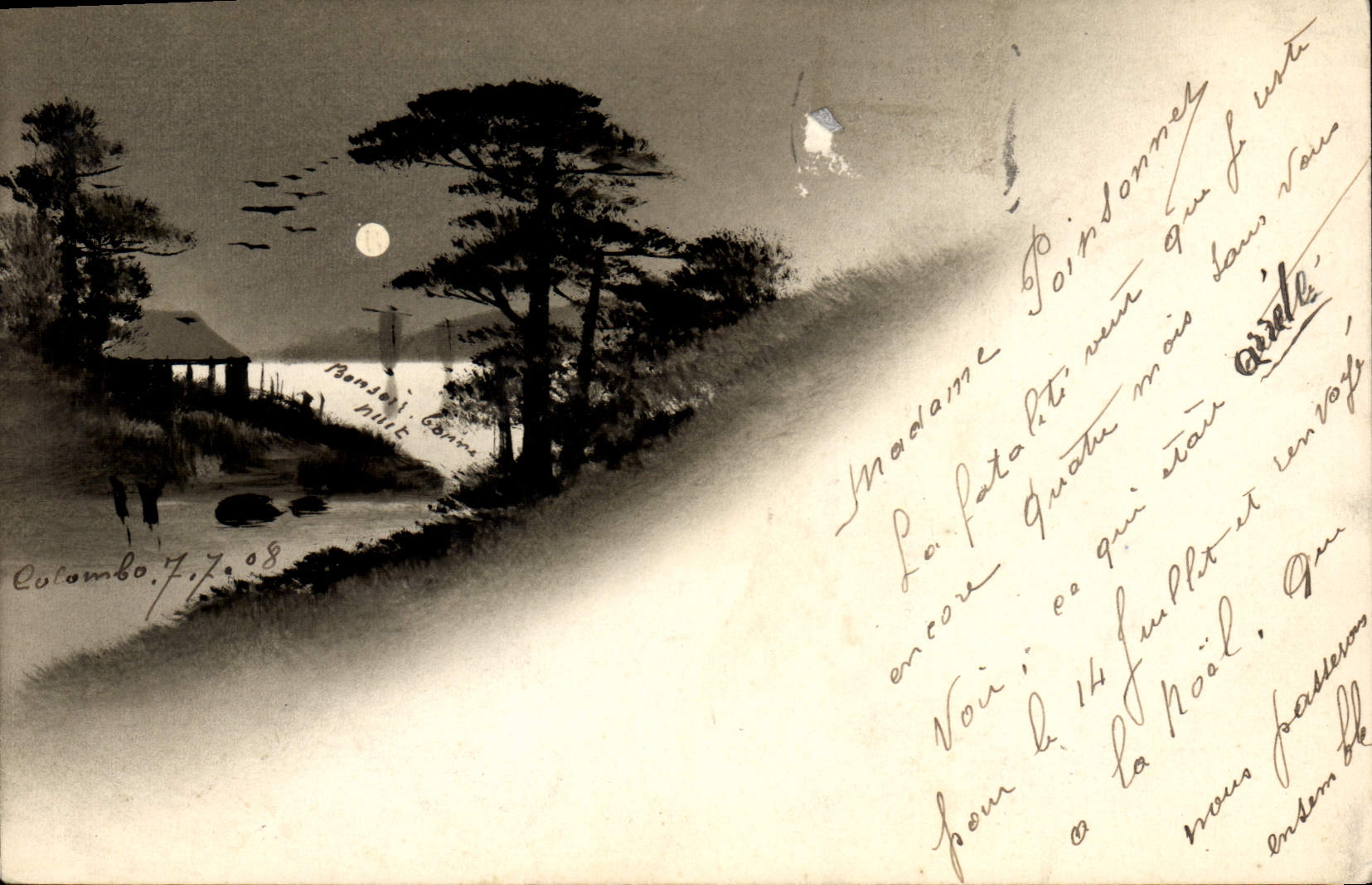 VINTAGE POSTCARD Japanese Japan Tree landscape