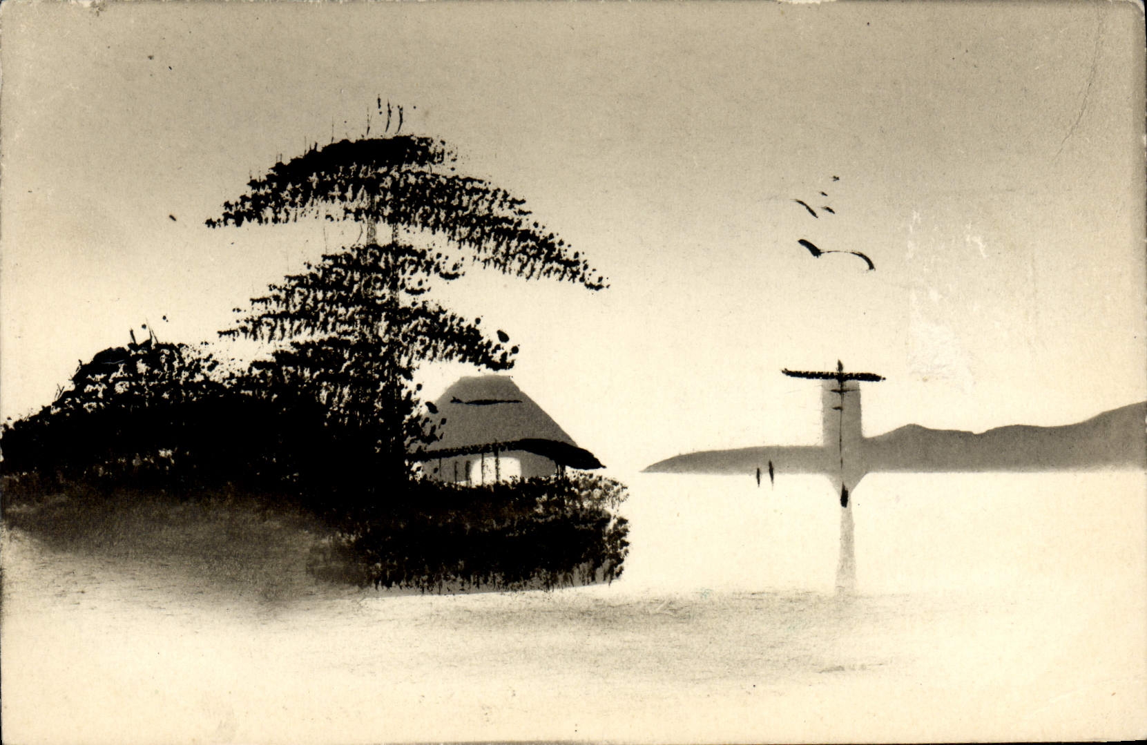 CPA Japon Nippon Barque paysage 