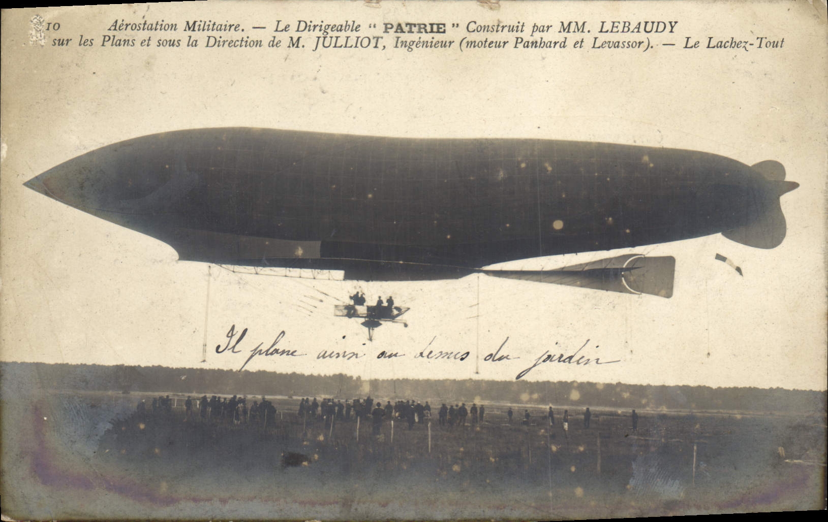 CPA Avion Aviation Dirigeable Zeppelin Patrie Lebaudy