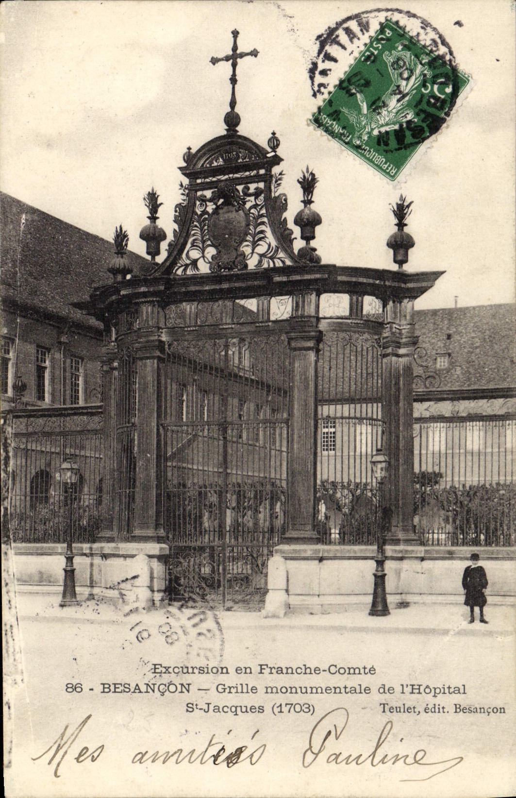 VINTAGE POSTCARD Besancon Roasts Monumental Hospital St Jacques