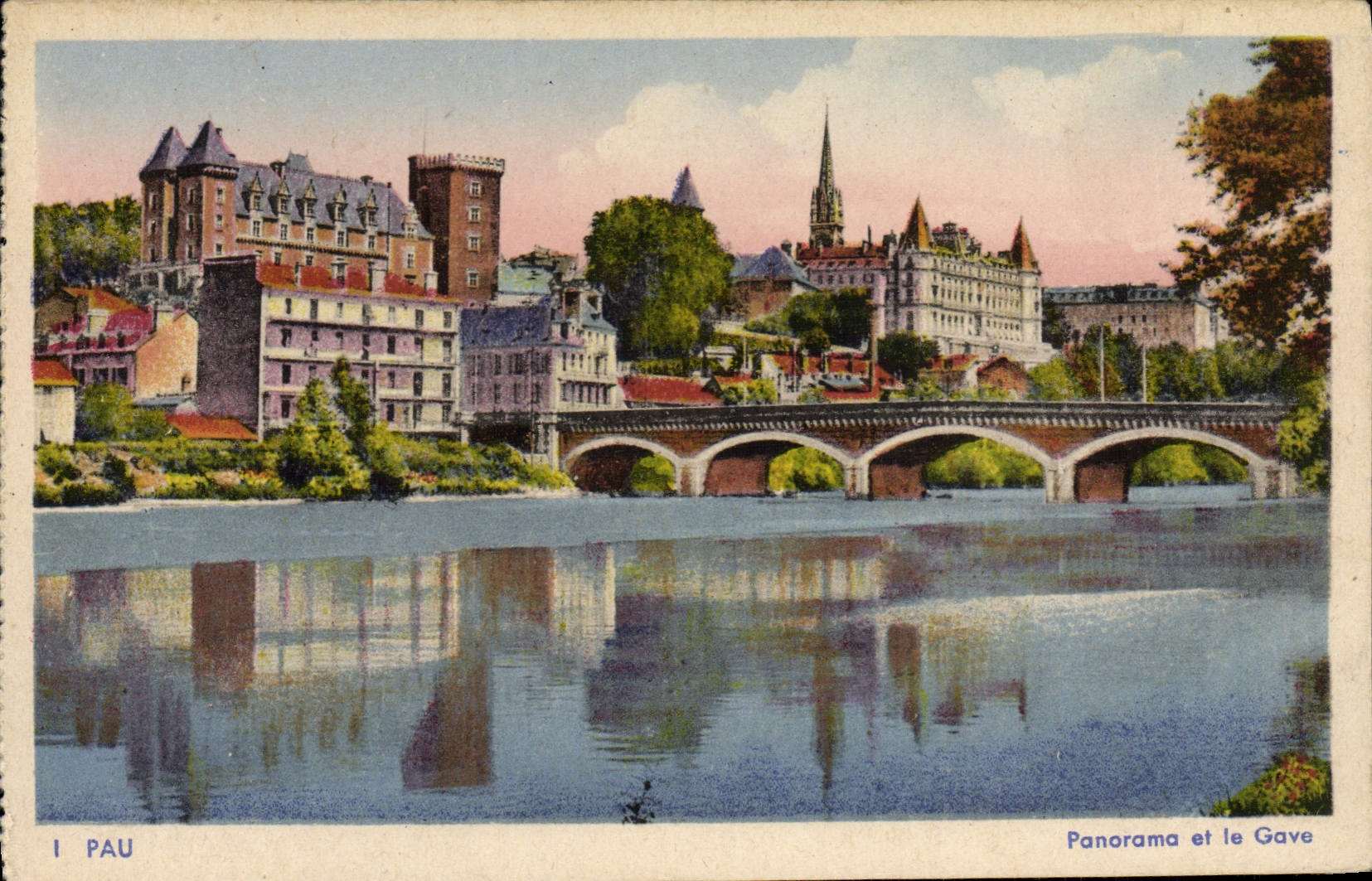 El panorama de Pau de la POSTAL de la VENDIMIA y dio