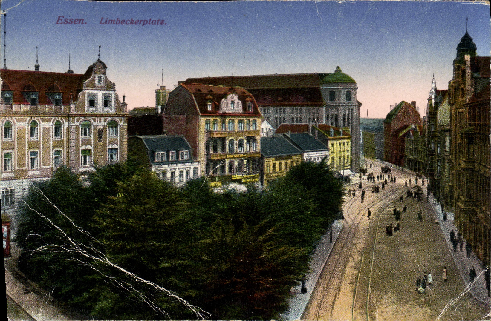 VINTAGE POSTCARD Essen Limbecherplatz