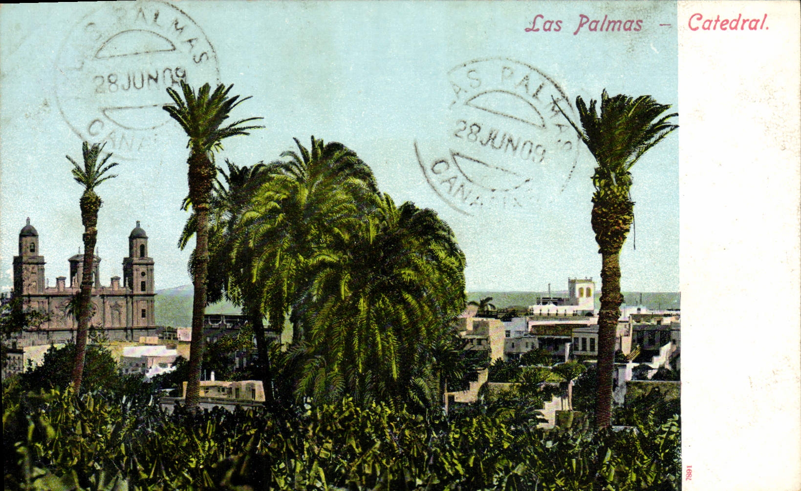 VINTAGE POSTCARD Catedral Las Palmas