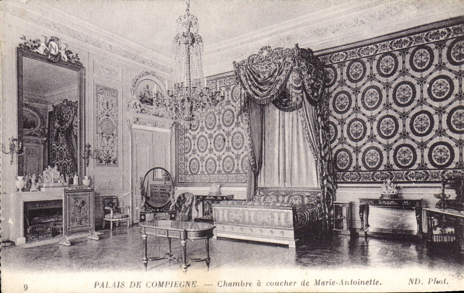 La POSTAL Palais de la VENDIMIA de Compiegne Chambre tiene Coucher de Marie Antonieta