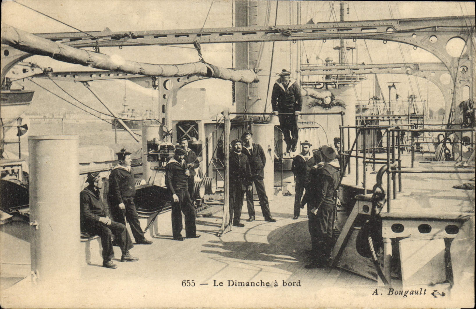 VINTAGE POSTCARD Warship Sunday has Gymnastique edge