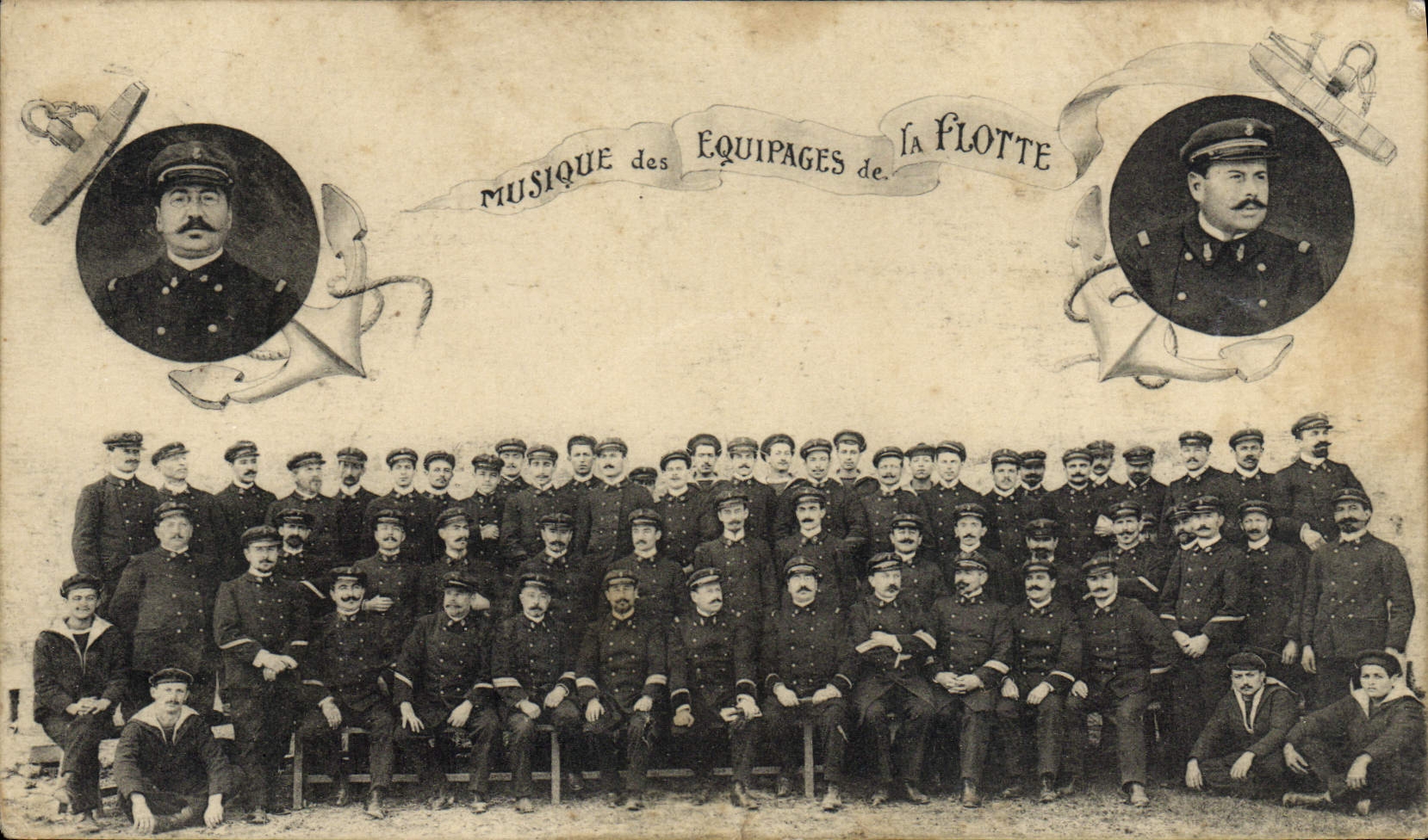 VINTAGE POSTCARD Warship Music of the crews of the fleet